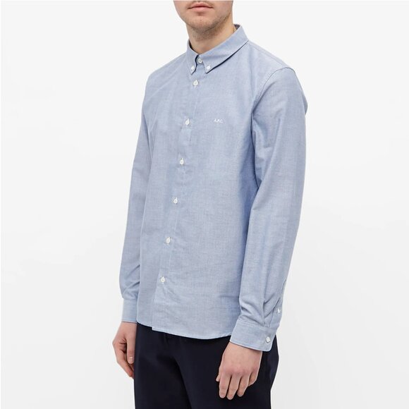 A.P.C. APC Greg Logo Button Down Oxford Shirt - Picture 2 of 8